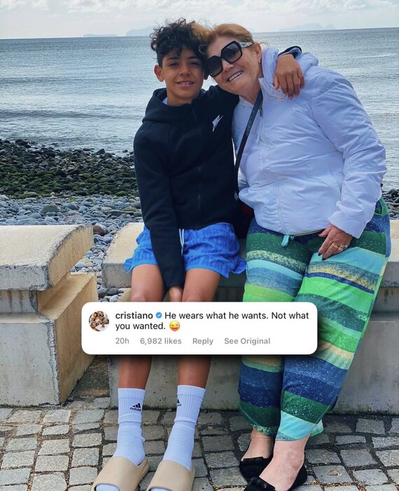 دفاع رونالدو از پسرش؛ او هر چه بخواهد میپوشد + عکس