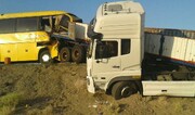 برخورد اتوبوس مسافربری با کامیون در آزادراه زنجان - قزوین فوتی نداشت
