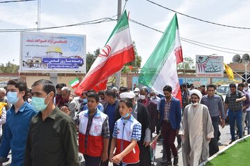 برگزاری راهپیمائی با شکوه روز جهانی قدس درشهرستان بهاباد