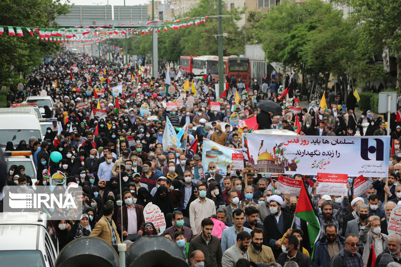 غریو "مرگ بر اسراییل" در آسمان قزوین طنین انداز شد+ فیلم