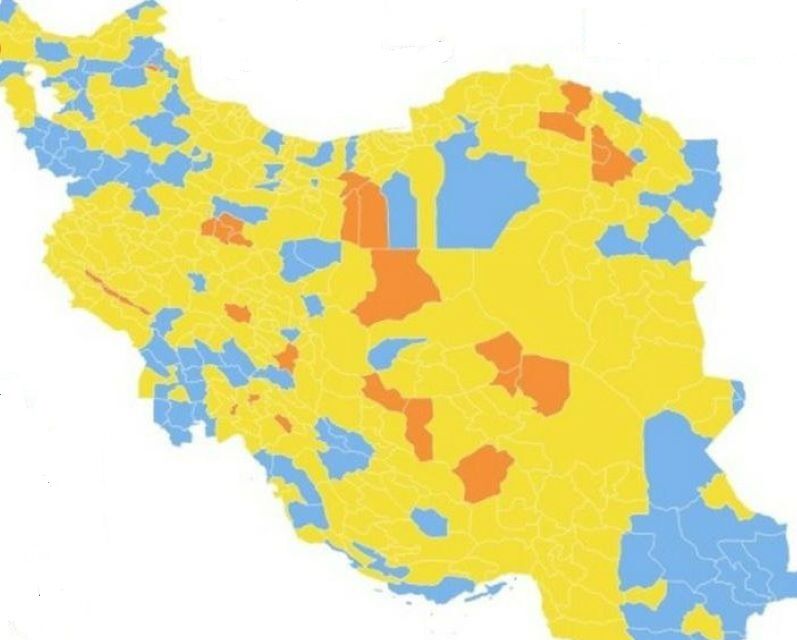 نقشه کرونایی استان کرمانشاه زرد شد