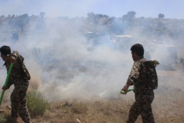 مانور اطفای حریق در جنگل باغشادی چاهک در شهرستان خاتم  برگزار شد