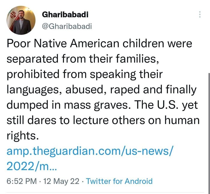 واکنش دبیر ستاد حقوق بشر به کشف دهها گوردسته جمعی در مدارس بومیان آمریکا