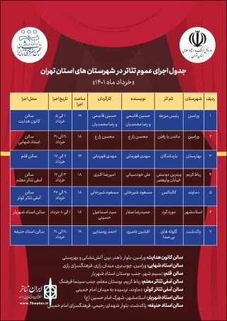 شهرستان‌های استان تهران میزبان ۷ اثر نمایشی در خردادماه 