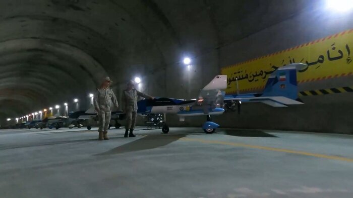 Iran top military official visits secret underground drones base