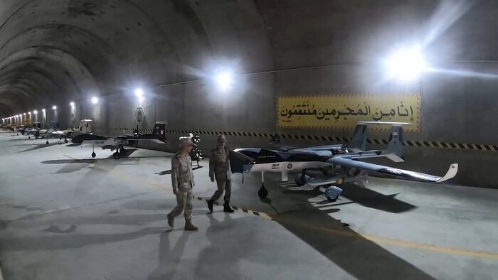 Iran top military official visits secret underground drones base