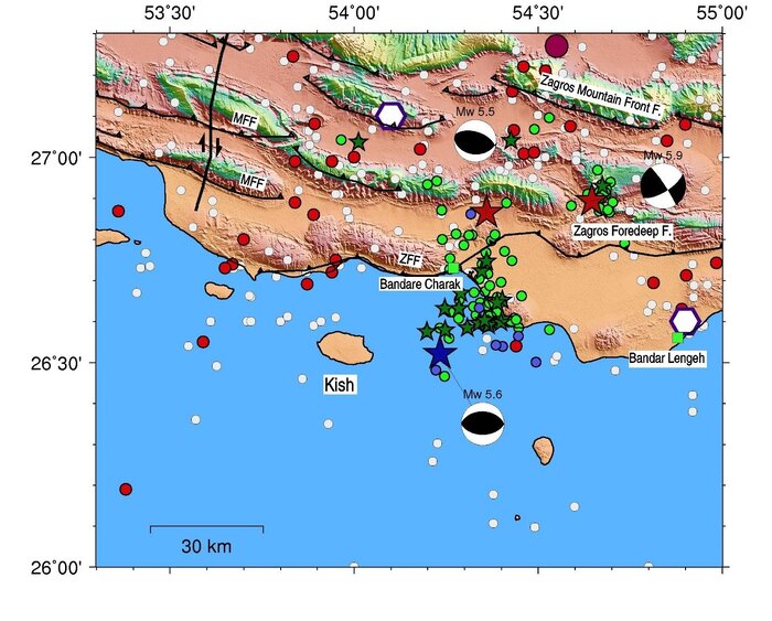 کم‌بودن احتمال وقوع سونامی/گسل داخل خلیج‌فارس مسبب زلزله‌های فوج‌گون هرمزگان