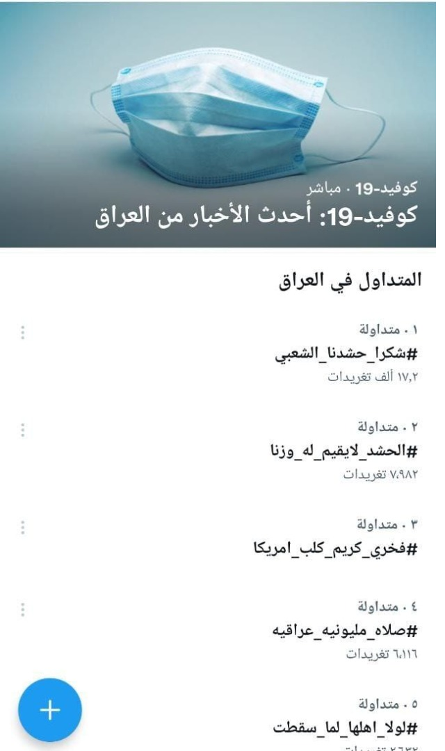 هشتگ «حشدالشعبی ما، متشکریم» ترند برتر شبکه های اجتماعی عراق شد