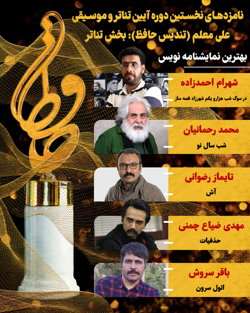 نامزدهای بخش تئاتر نخستین آیین «تندیس حافظ» معرفی شدند