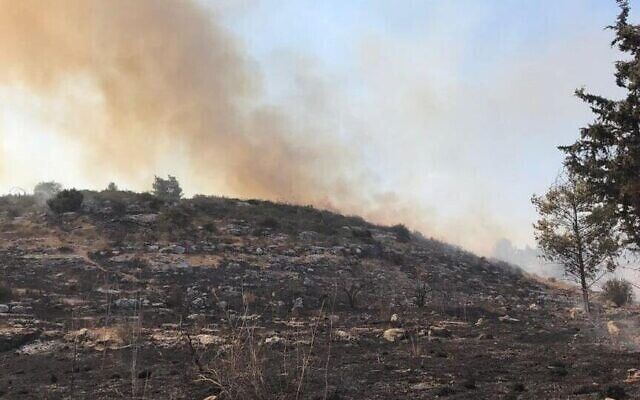 آتش‌سوزی گسترده در نزدیکی پایگاه نظامی وزارت جنگ اسرائیل