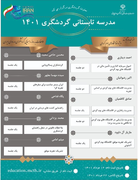 برگزاری مدرسه تابستانی گردشگری ۱۴۰۱
