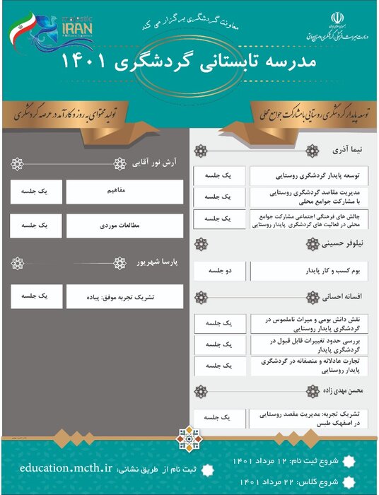 برگزاری مدرسه تابستانی گردشگری ۱۴۰۱