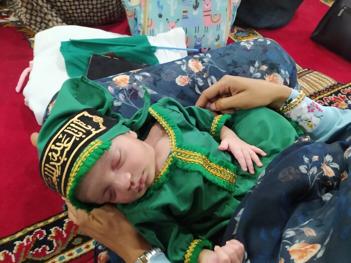 شکوه شیرخوارگان سبزپوش در سوگ شهید شش ماهه دشت کربلا