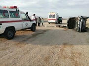 واژگونی ۲ سواری در شرق استان سمنان ۶ مصدوم برجای گذاشت