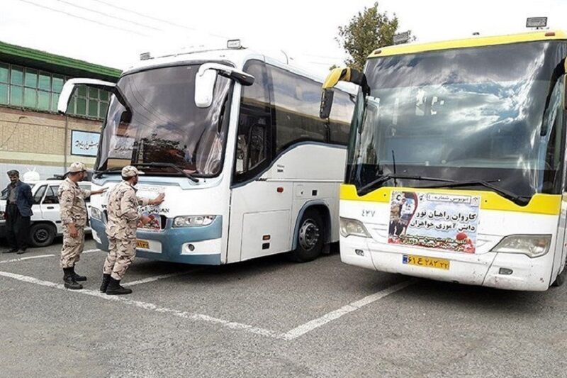 جابجایی کاروان‌های راهیان نور دانش آموزی استان اردبیل با ۹۰ دستگاه اتوبوس