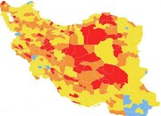  ایران میں کورونا کے نقشے میں سرخ شہروں کی تعداد میں کمی