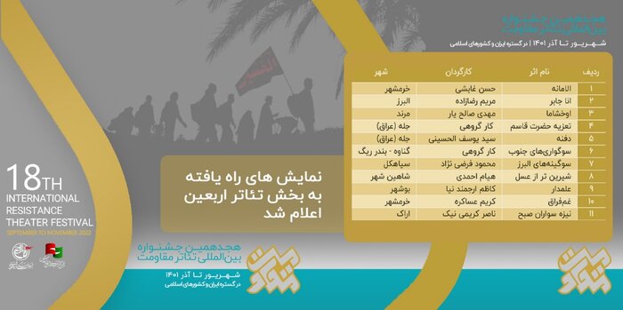 نمایشهای منتخب اجرایی «خون نامه خاک» برای زائران اربعین اعلام شد