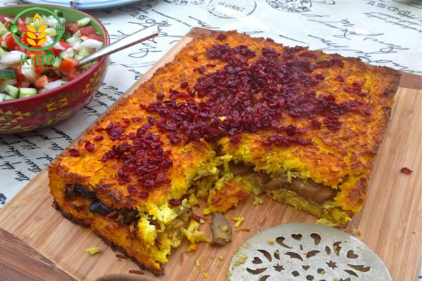 طرز تهیه تهچین گوشت و بادمجان خوشمزه به روش رستورانی