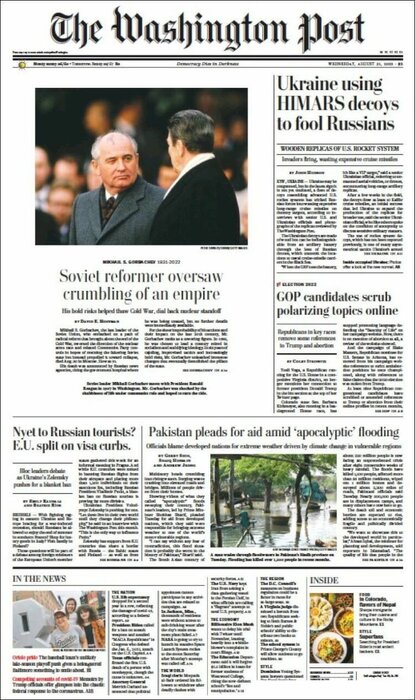 عناوین روزنامههای مطرح جهان؛ اول سپتامبر ۲۰۲۲