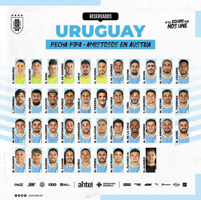 تمام ستاره‌های اروگوئه برای بازی با ایران به‌خط شدند