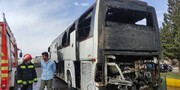 آتش سوزی اتوبوس زائران اربعین در ایلام مهار شد