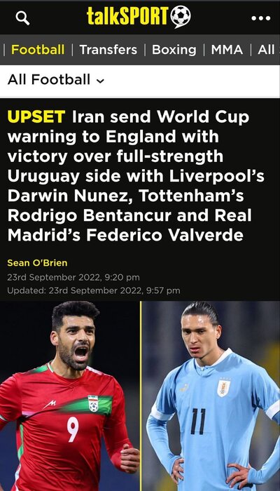 ترس رسانههای انگلیس و آمریکا از قدرت فوتبال ایران + عکس