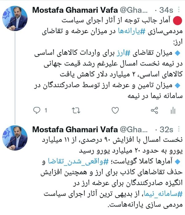 صرفهجویی ۲ میلیارد دلاری در واردات کالاهای اساسی با حذف ارز ۴۲۰۰ تومانی