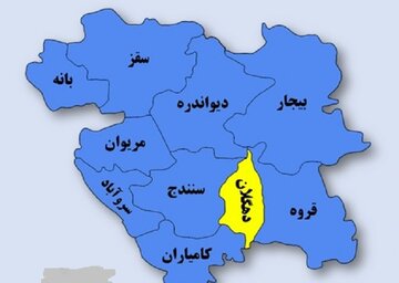 دهگلان تنها شهر زرد کرونایی کردستان شد