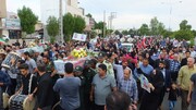 آیین تشییع ۲ شهید حادثه تروریستی شیراز در گچساران برگزار شد