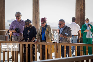 Foreign tourists visiting Iran's Isfahan attractions