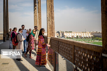 Foreign tourists visiting Iran's Isfahan attractions