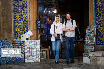 Foreign tourists visiting Iran's Isfahan attractions