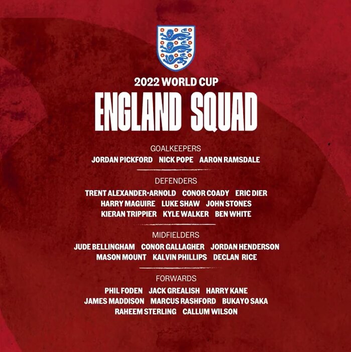 رونمایی از شاگردان ساوت گیت در قطر