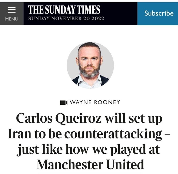 رونی: سرسختترین حریف انگلیس در بازی با ایران، کیروش است