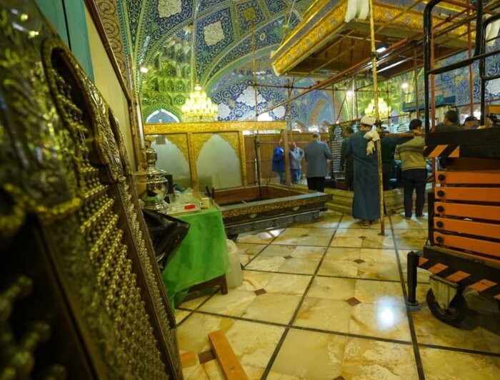 گزارش تصویری از تعویض و نصب ضریح جدید حرم حضرت رقیه (س)