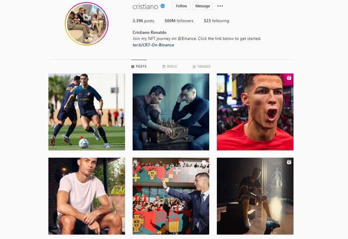 رونالدو نخستین انسان با ۵۰۰ میلیون دنبالکننده در اینستاگرام