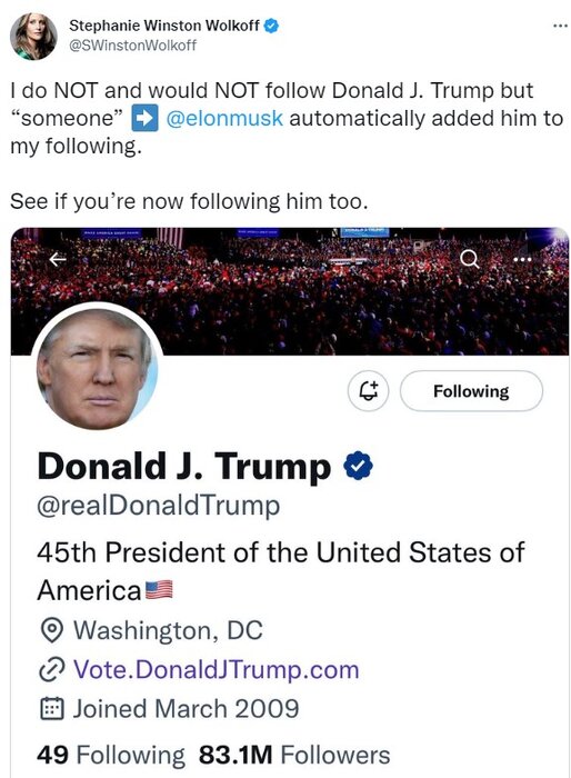 ماسک متهم به اجبار کاربران به دنبال کردن صفحه شخصی ترامپ شد