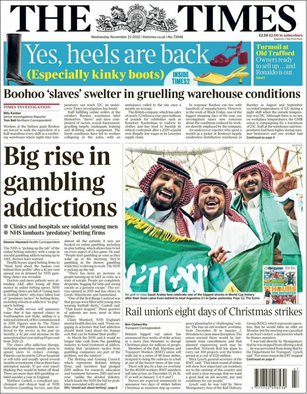 عناوین روزنامه های مطرح جهان؛ موج اعتصاب ها در آستانه کریسمس در انگلیس