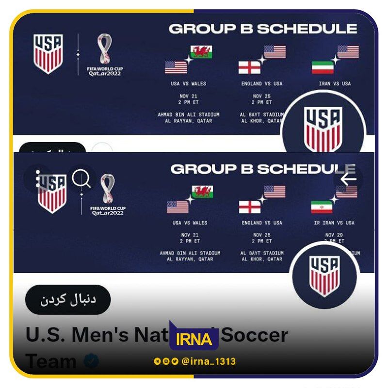 La federación de fútbol de EEUU se retracta de la distorsión de la bandera de Irán