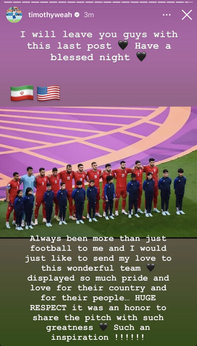 US Weah depicts Iranian footballers inspiring