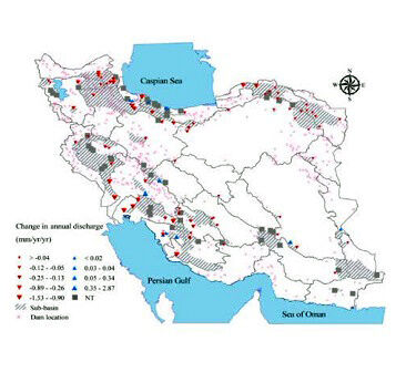 روند کاهشی میانگین سالانه جریان رودخانه‌ها در کشور 