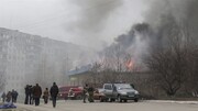 پایگاه نظامی موقت روسیه در ماریوپل در آتش سوخت