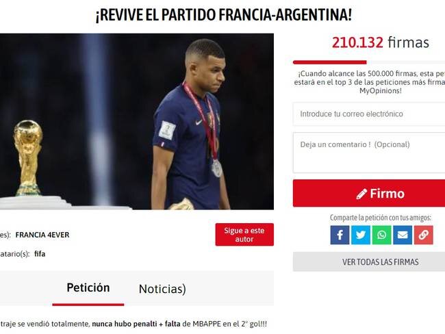 راه‌اندازی پویش جمع‌آوری امضا برای تکرار دیدار فینال جام جهانی