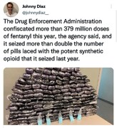 جولان مواد مخدر در آمریکا؛ مصادره ۳۷۹ میلیون دُز فنتانیل