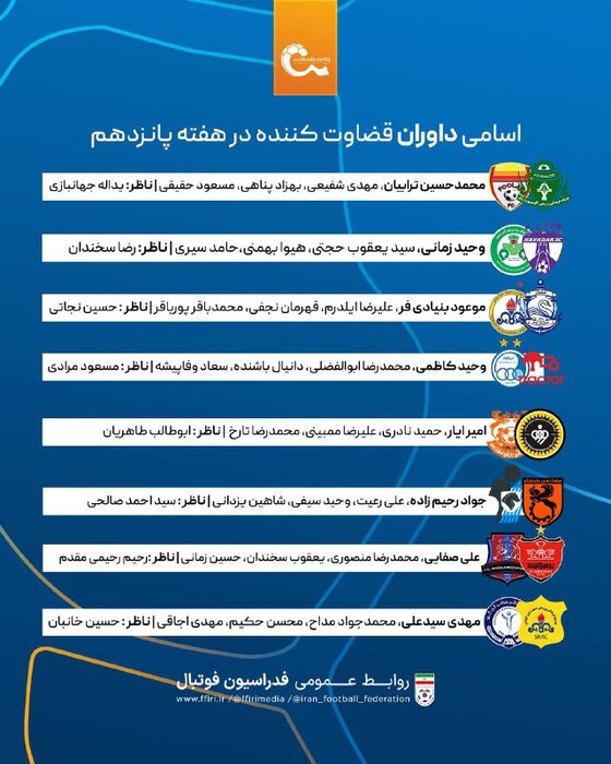 کاظمی و صفایی برای استقلال و پرسپولیس قضاوت می‌کنند