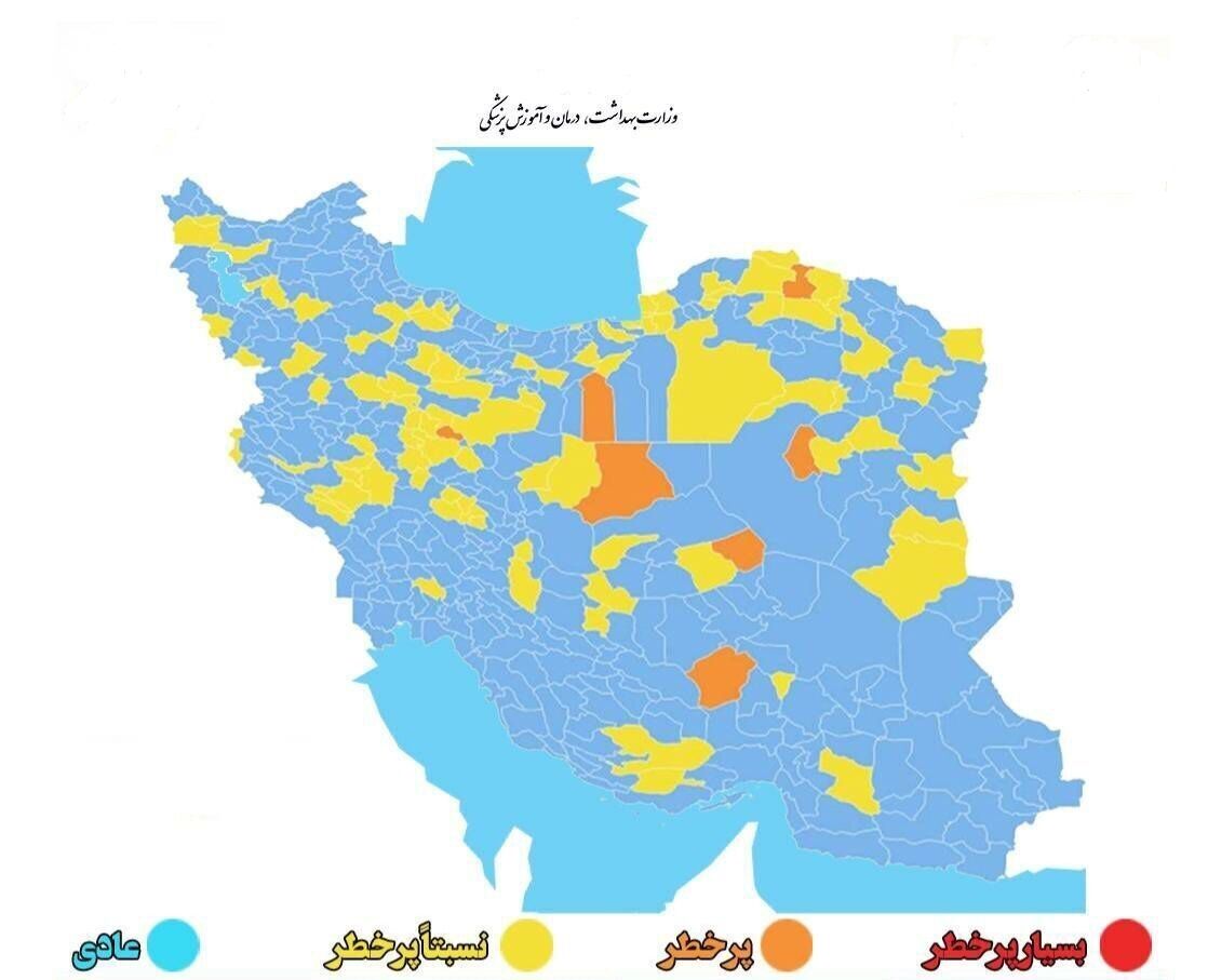 نیمی از استان سمنان در وضعیت نارنجی و زرد کرونایی قرار گرفت