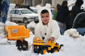 People in western Iran enjoy snowfall