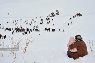 People in western Iran enjoy snowfall