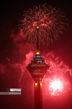 Milad, Azadi Towers lit with colors to mark Iran's Islamic Revolution Anniv