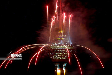 Milad, Azadi Towers lit with colors to mark Iran's Islamic Revolution Anniv